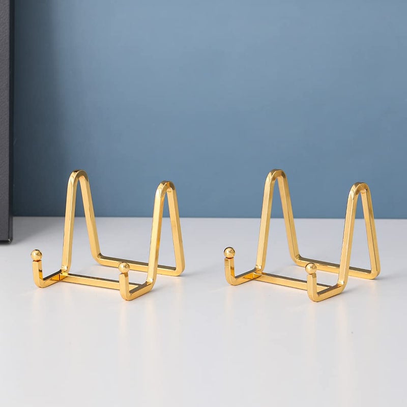 DIDUDIDU Large Plate Holder Display Stand - 12 inch Super Tall Big Plate Stands for Heavy Duty Display - Metal Picture Frame Stand - Tabletop Easel Stand for Decorative Platter | Plaque | Book - 2 Pack - Gold - Image 4